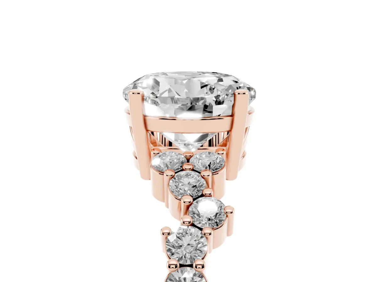 Round Cut Diamond Scattered Round Accent Ring with Prong Setting Rose gold