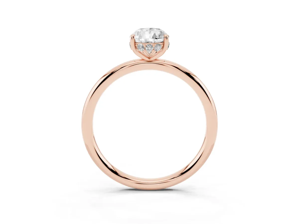 Pear Cut Solitaire Diamond Ring with a Classic Band and Four-Prong Setting Rose gold