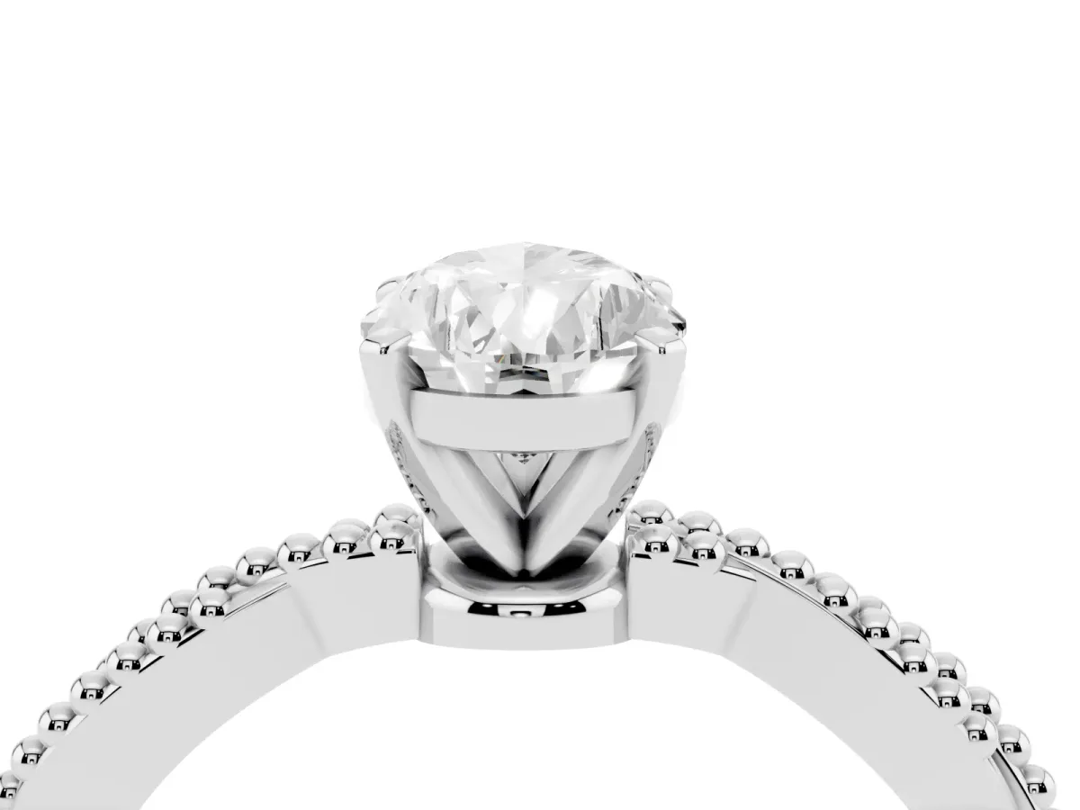 Pear Cut Solitaire Twisted Band with Bead Prong Setting Platinum
