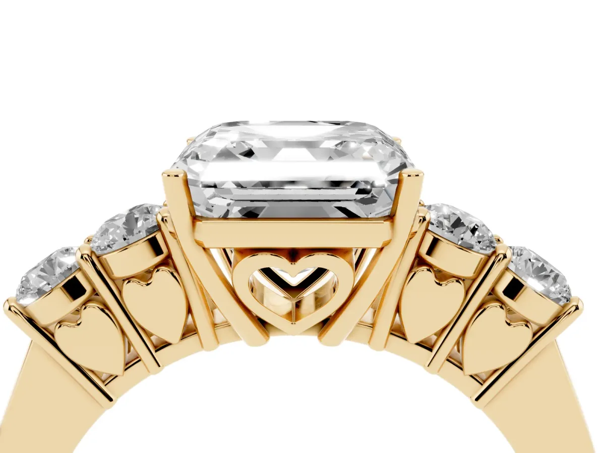Asscher Cut Cut Diamond Five-Stone Prong Set White Gold Ring Yellow gold
