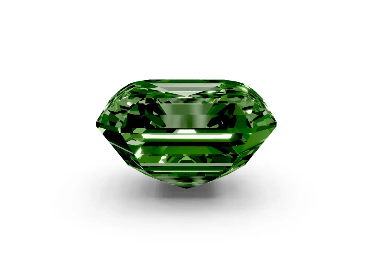 Fancy Green Asscher Cut Halo Diamond Ring with Milgrain Edge and Round Prong Setting Rose gold