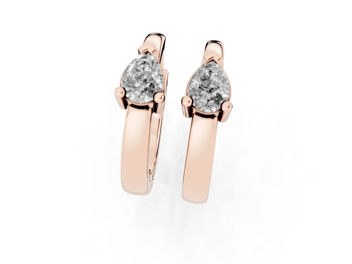 Pear Diamond Mini Huggie Hoop Earrings Rose gold