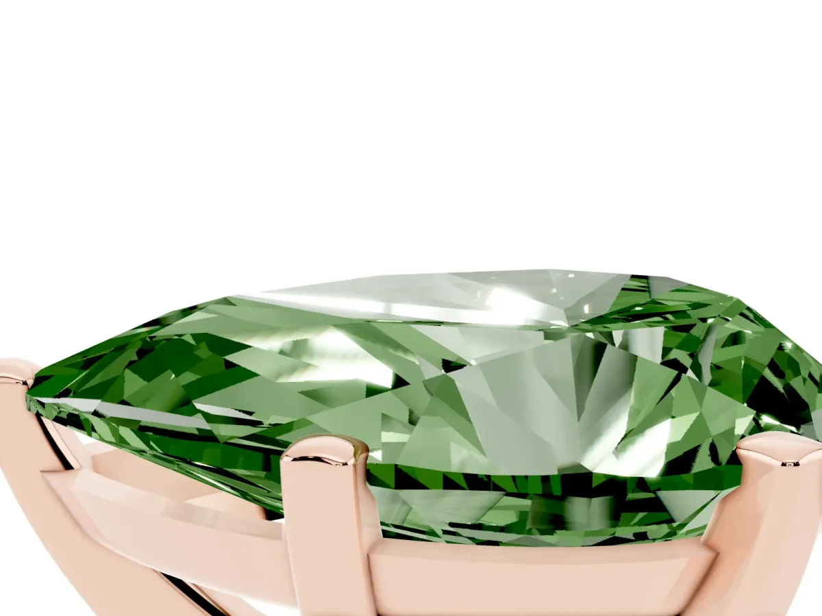 Fancy Green Pear Cut Diamond Solitaire Ring with Prong Setting and Classic Band Rose gold