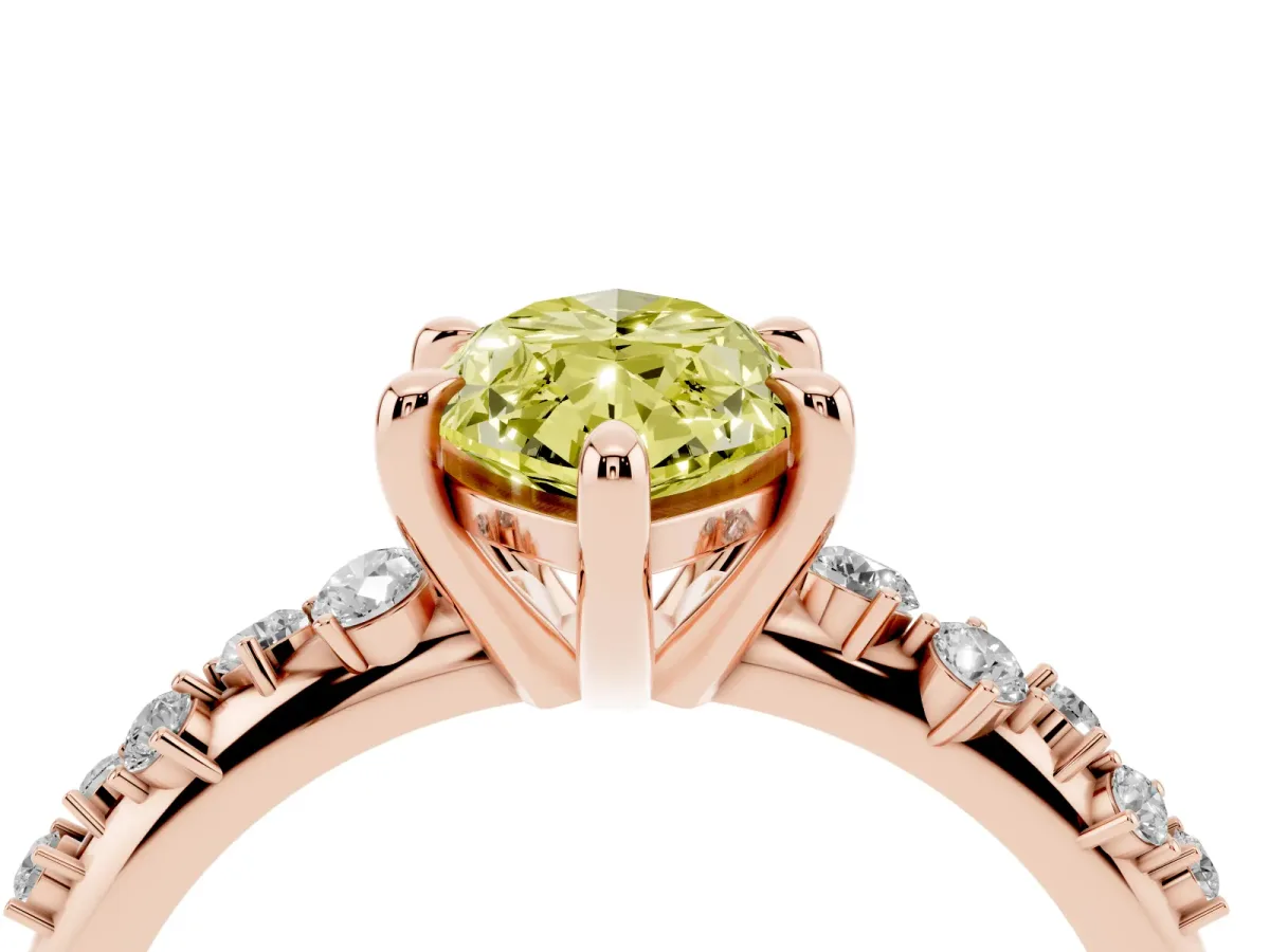 Fancy Yellow Marquise Cut Cut Diamond Vine Band with Four-Prong Setting Rose gold