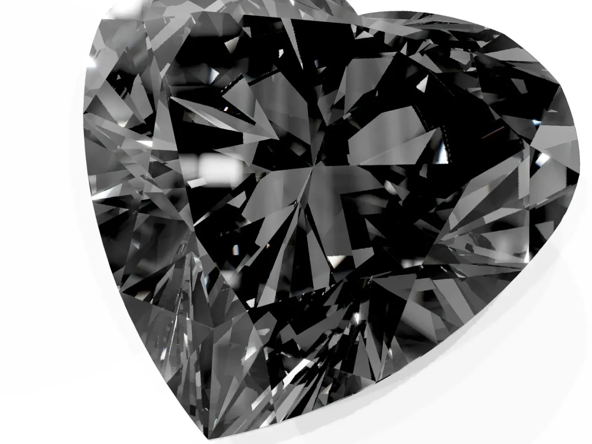 Fancy Black Heart Cut Diamond Ring with Marquise Side Stones and Prong Setting Silver
