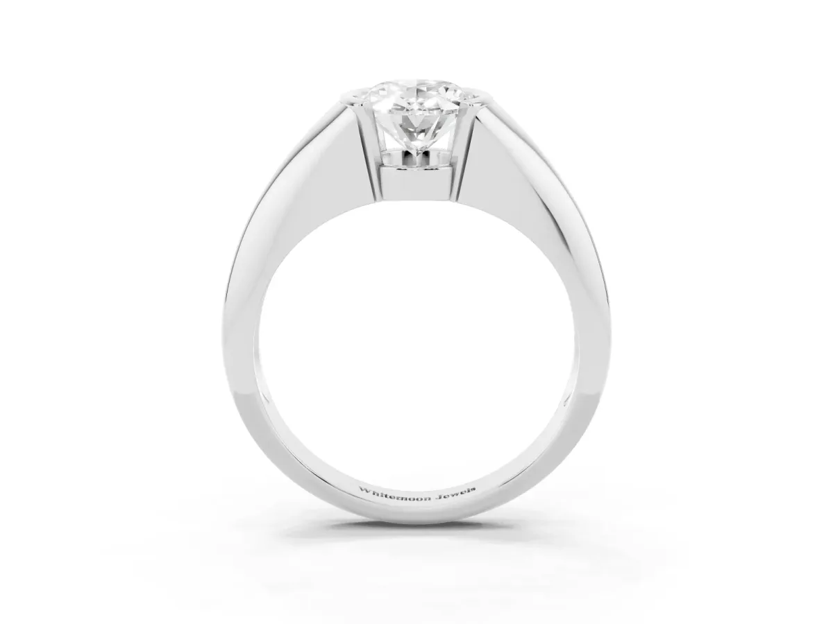 Oval Cut Solitaire Tension Set Diamond Ring White gold