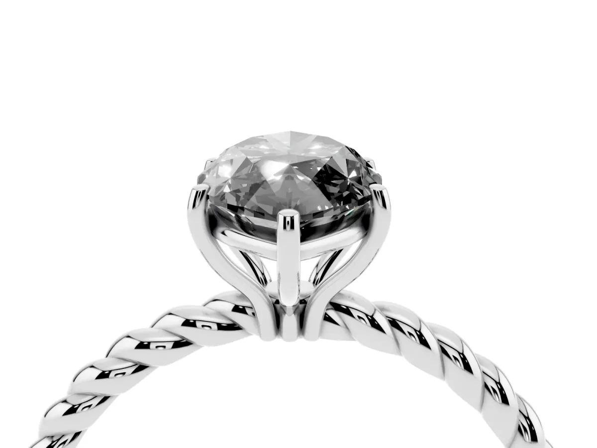 Fancy Black Marquise Cut Solitaire Twisted Band 4-Prong Ring Silver