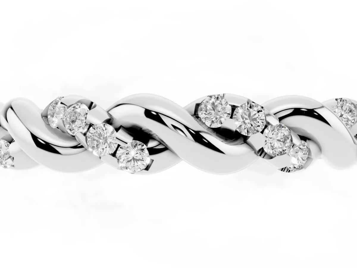 Twisted Pavé Round Diamond Eternity Band Platinum
