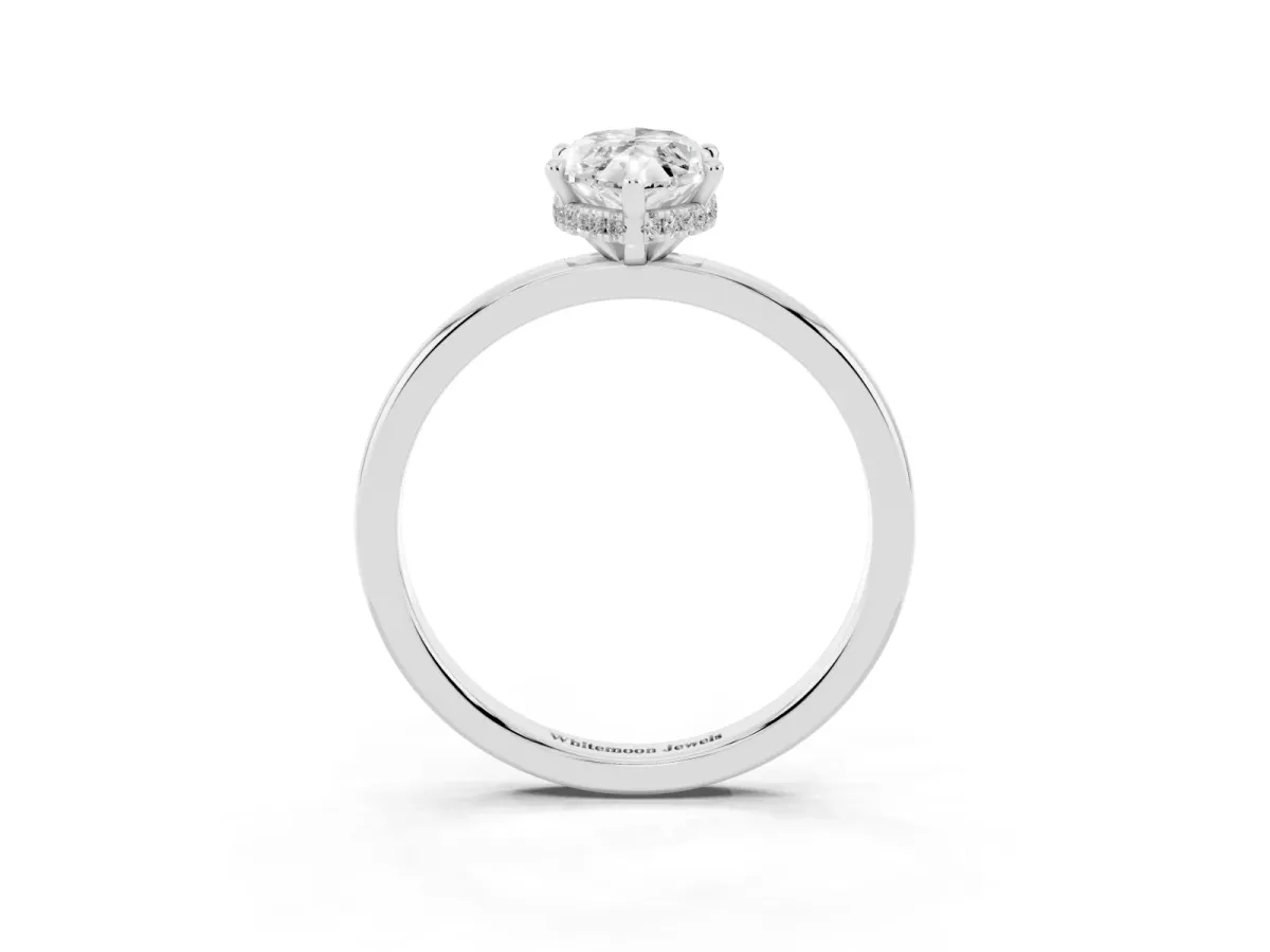 Marquise Cut Solitaire Engagement Ring with Cathedral Band and Four-Prong Setting White gold