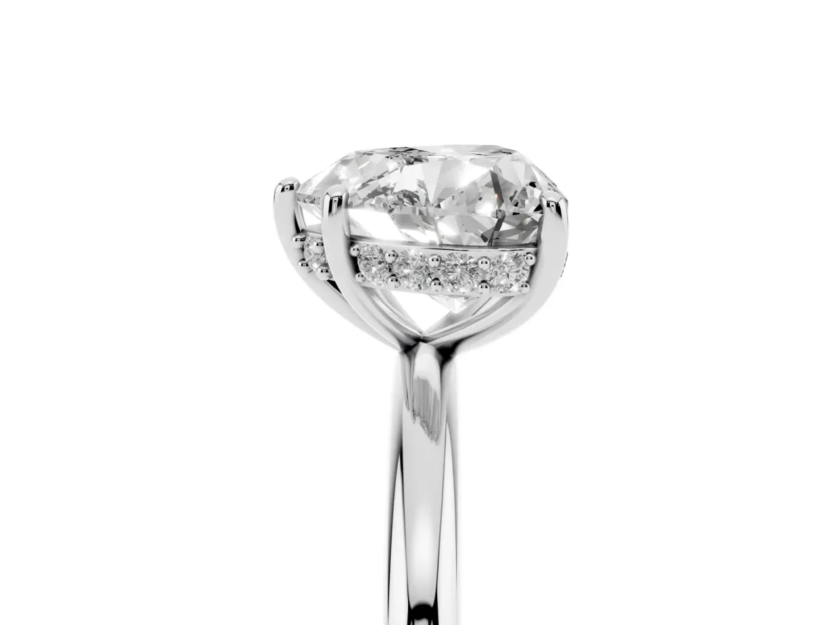 Heart Cut Solitaire Diamond Ring with a Classic Band and Four-Prong Setting Silver