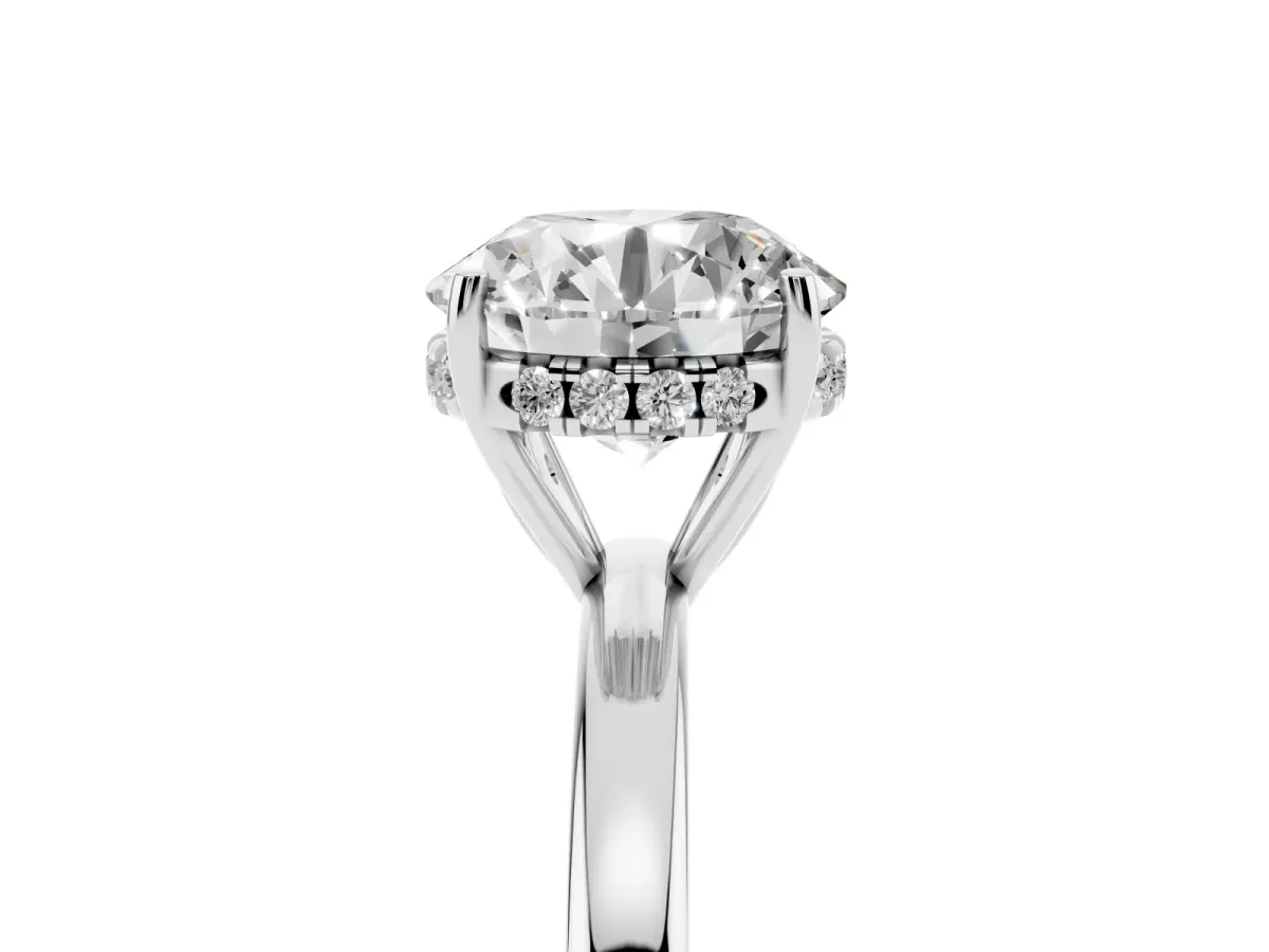 Round Cut Solitaire Diamond Ring with Prong Setting and Plain Band Platinum