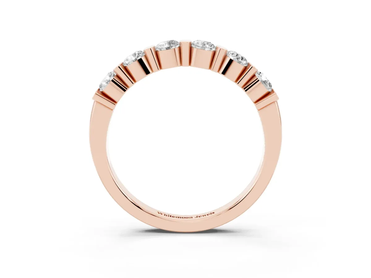Channel Set Round Diamond Half Eternity Band Rose gold
