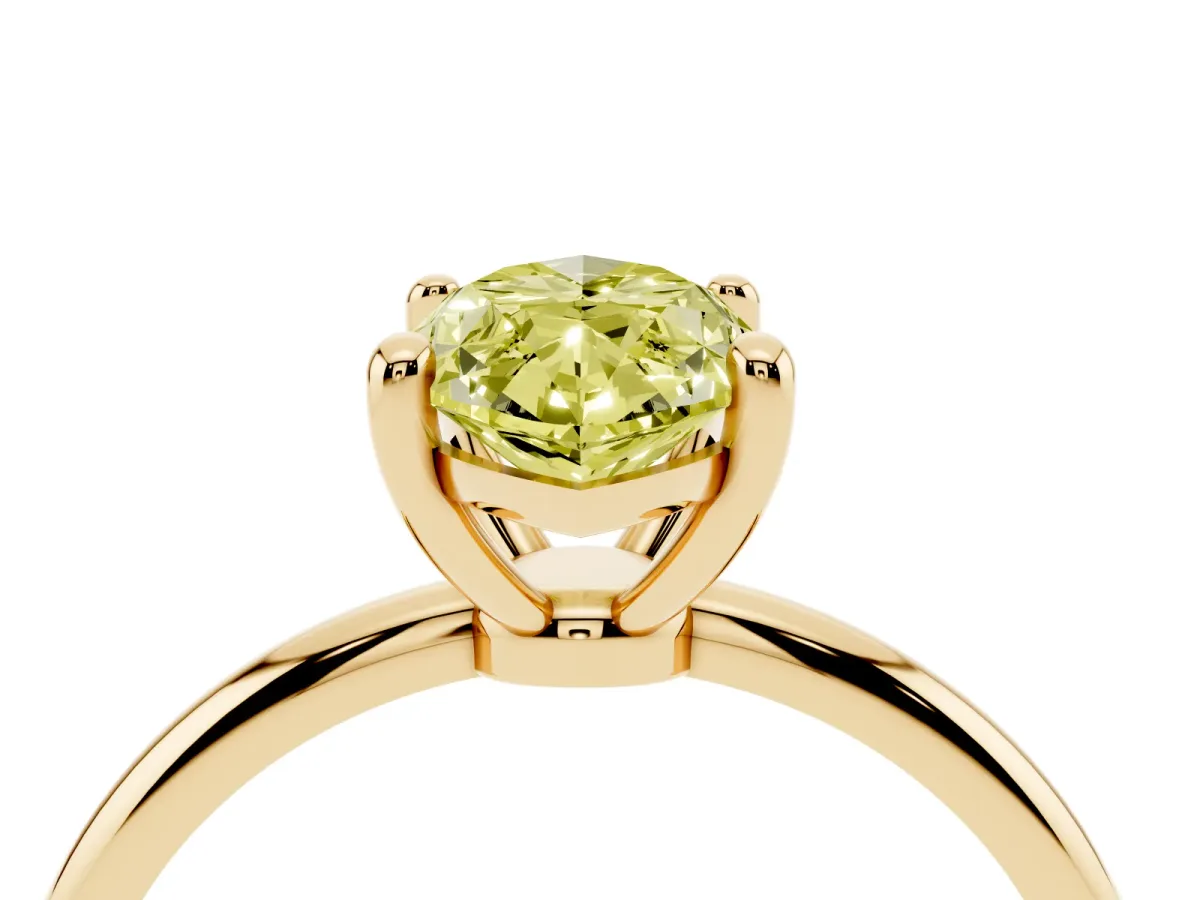 Fancy Yellow Marquise Cut Solitaire Diamond Ring with 4-Prong Setting on a Classic Band Yellow gold
