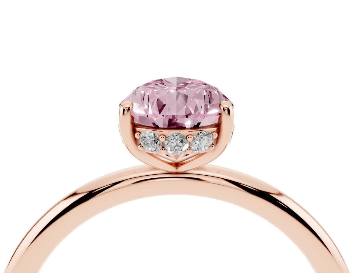 Fancy Pink Pear Cut Solitaire Diamond Ring with a Classic Band and Four-Prong Setting Rose gold