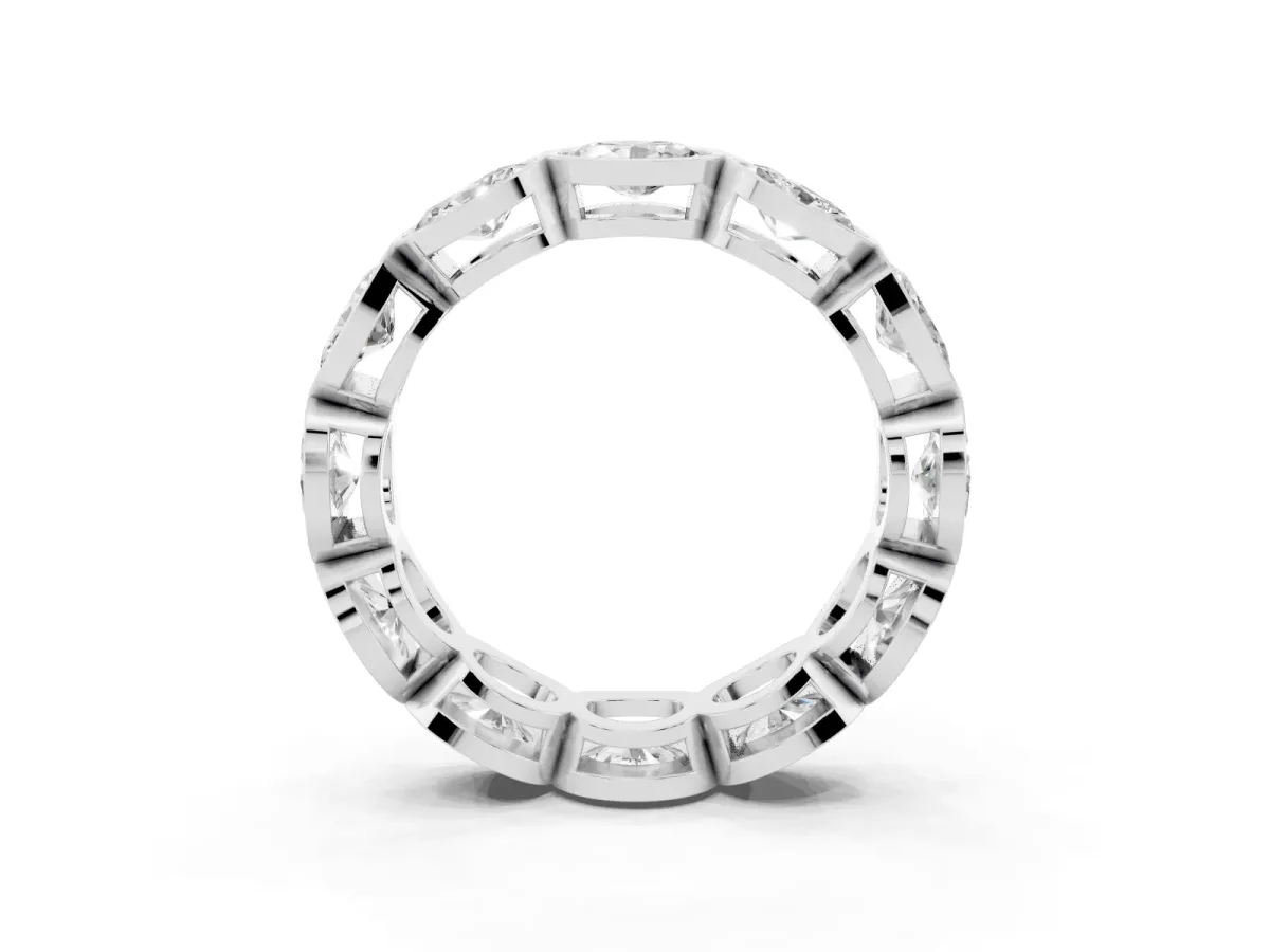 Oval Diamond Bezel Set Eternity Wedding Band Platinum