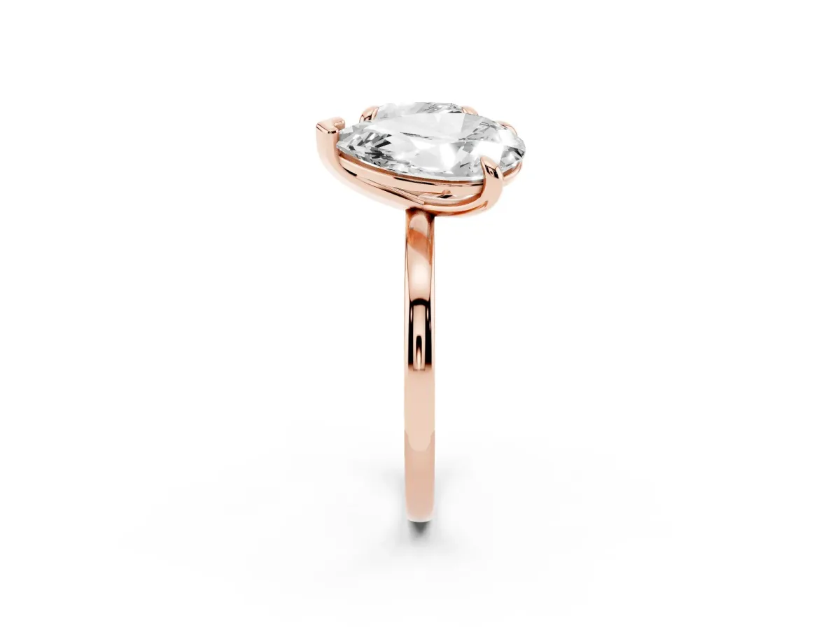 Pear and Cushion Toi Moi Ring with Prong Setting and Plain Band Rose gold