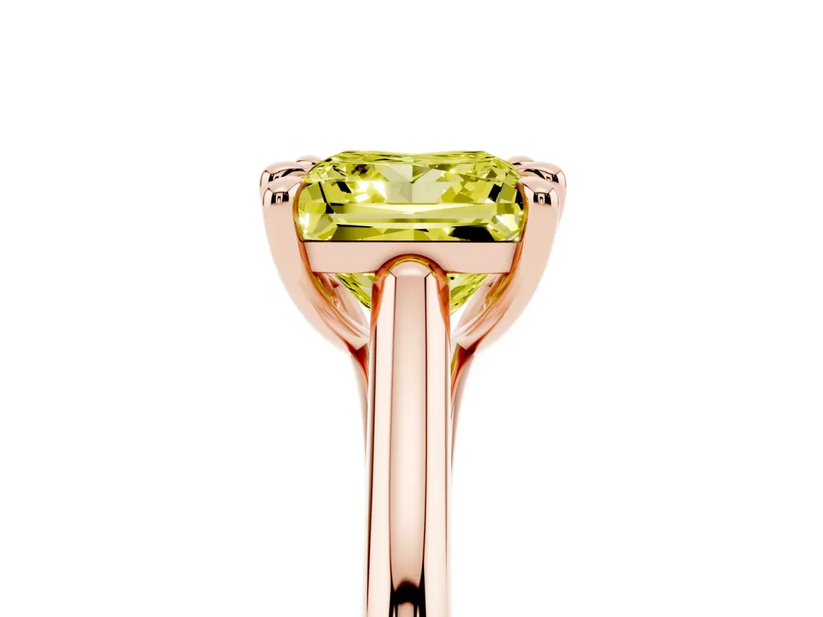 Fancy Yellow Princess Cut Solitaire Engagement Ring with Six-Prong Setting and Classic Band Rose gold