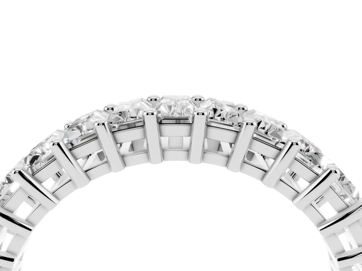 Baguette Cut Half Eternity Band with Shared Prong Setting Platinum