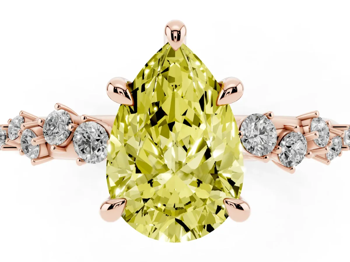 Fancy Yellow Pear Cut Cut Diamond Vine Band with Four-Prong Setting Rose gold