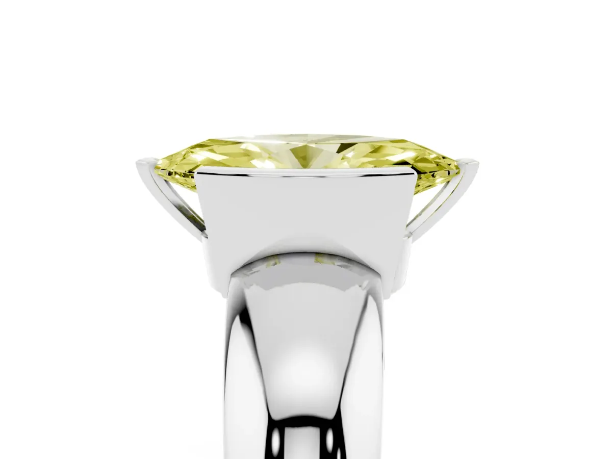Fancy Yellow Marquise Cut Solitaire Tension Set Diamond Ring with Wide Band White gold