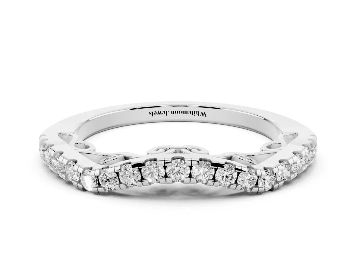 Curved Diamond Pavé Round Eternity Band with Shared Prong Setting White gold