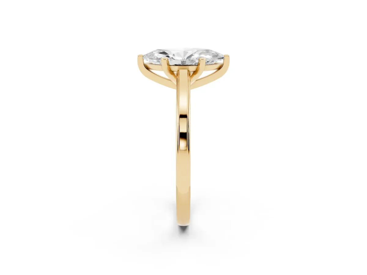 Marquise Cut Solitaire Diamond Ring with Four-Prong Setting and Classic Band Yellow gold