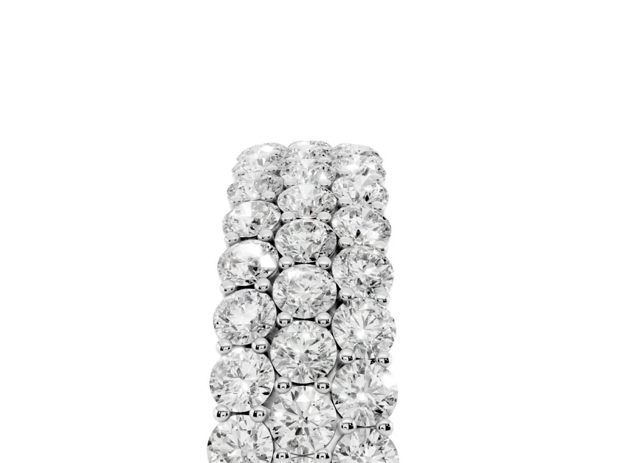 Round Diamond Checkerboard Pavé Promise Ring with Round Diamond Accents White gold