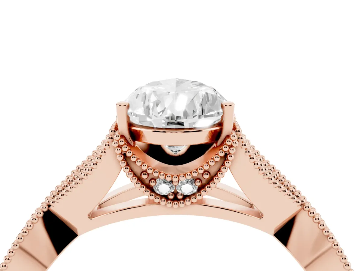 Pear Cut Cut Diamond Twisted Band with Milgrain Pave Setting and Four-Prong Setting Rose gold