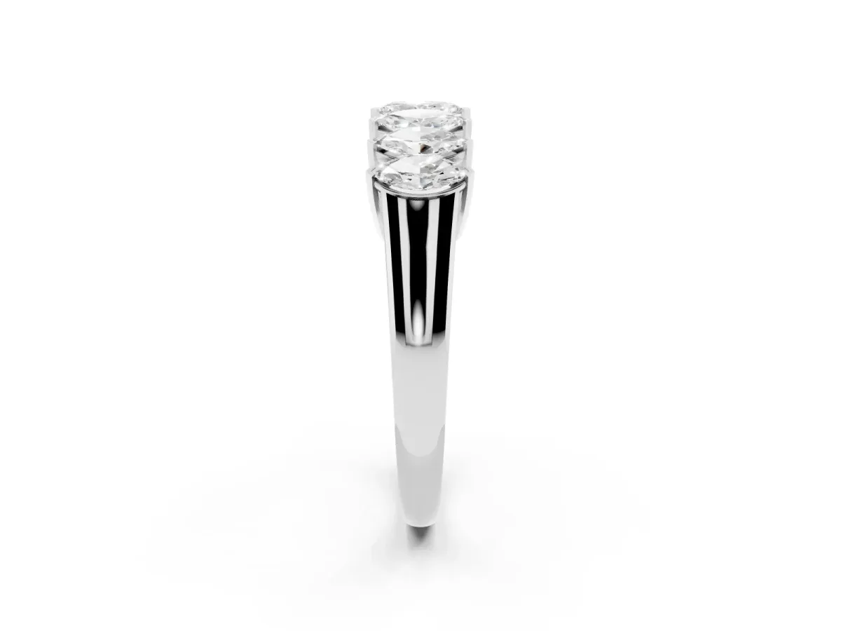 Marquise Diamond Prong Set White Gold Curved Band Silver
