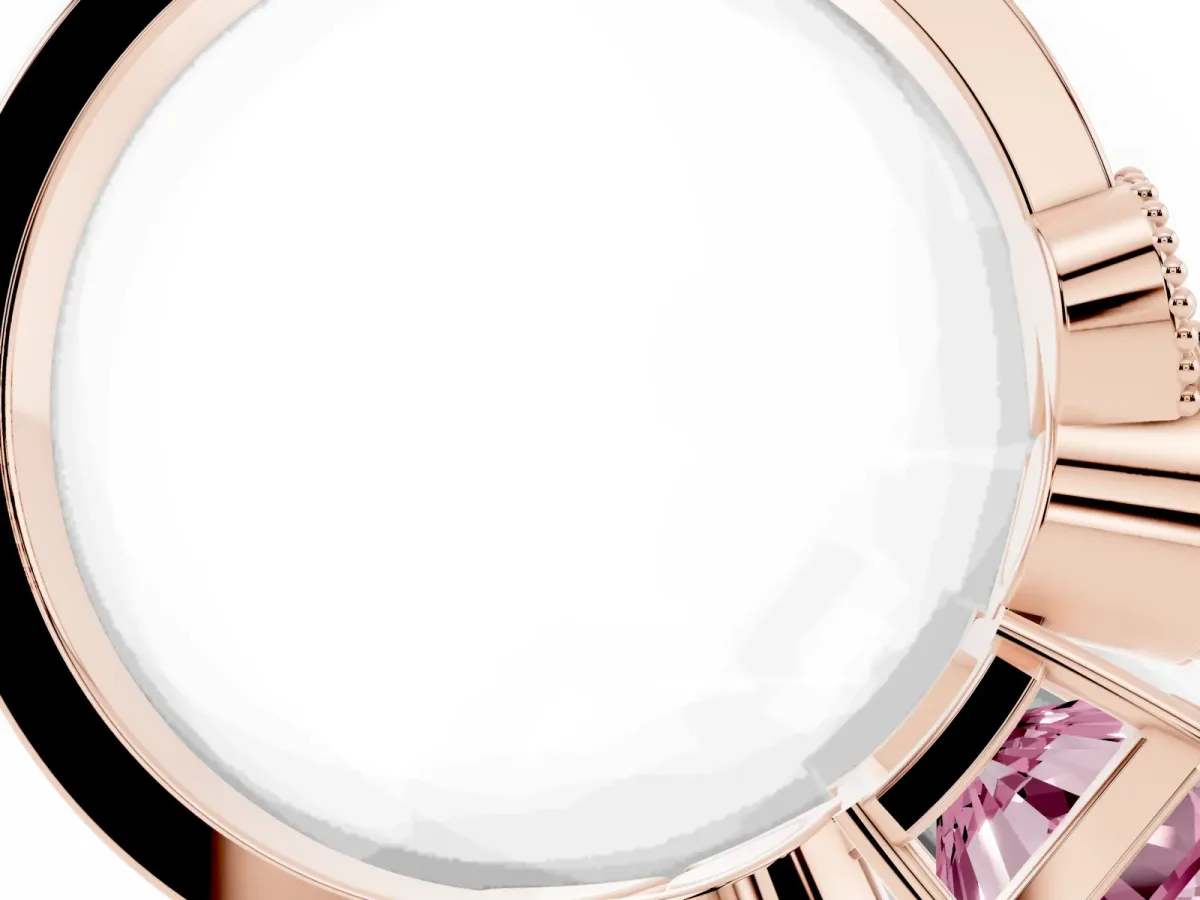Fancy Pink Princess Cut Solitaire Milgrain Leaf Band with Prong Setting Rose gold