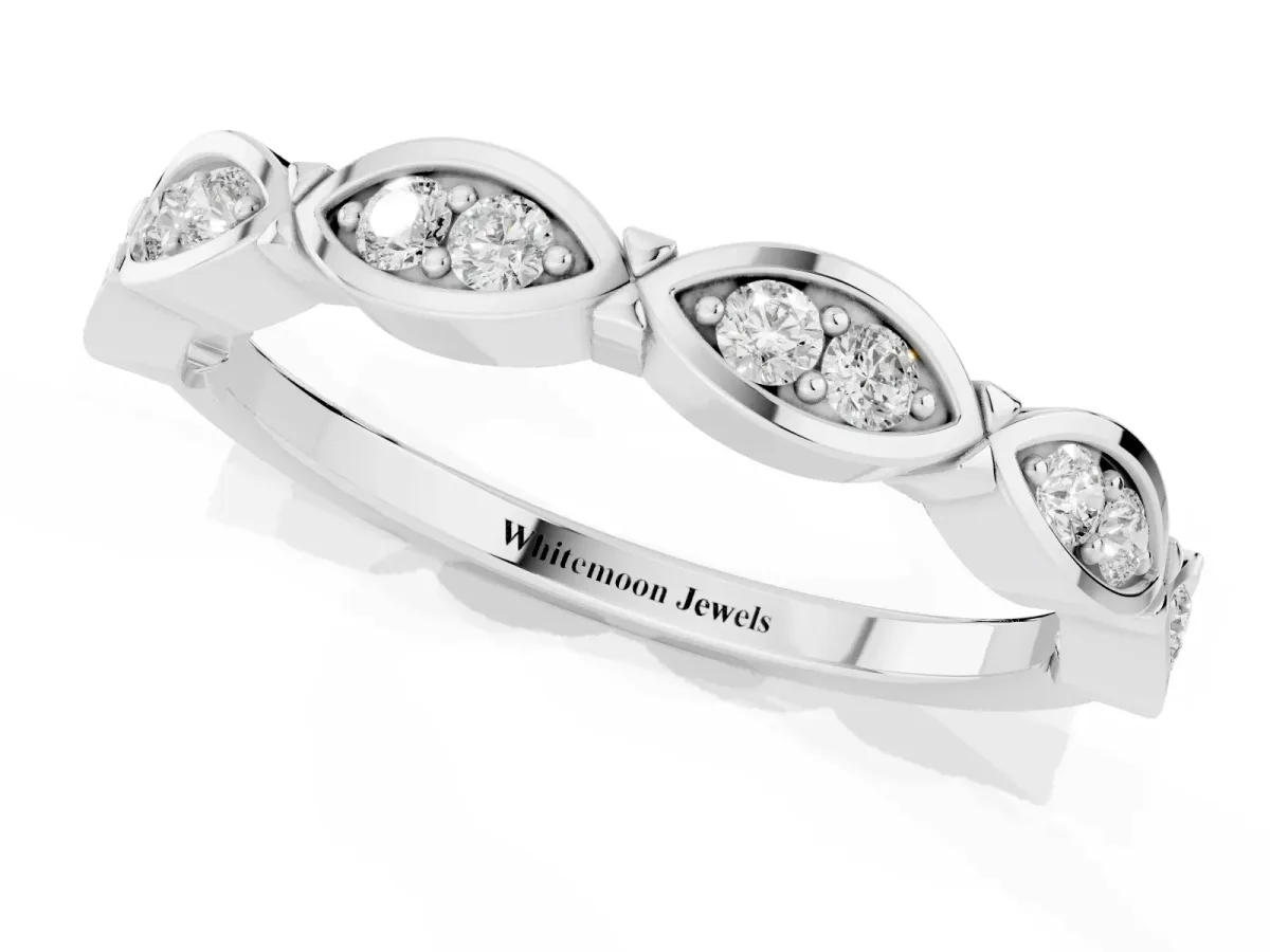 Marquise Diamond Bezel Set Eternity Band Silver
