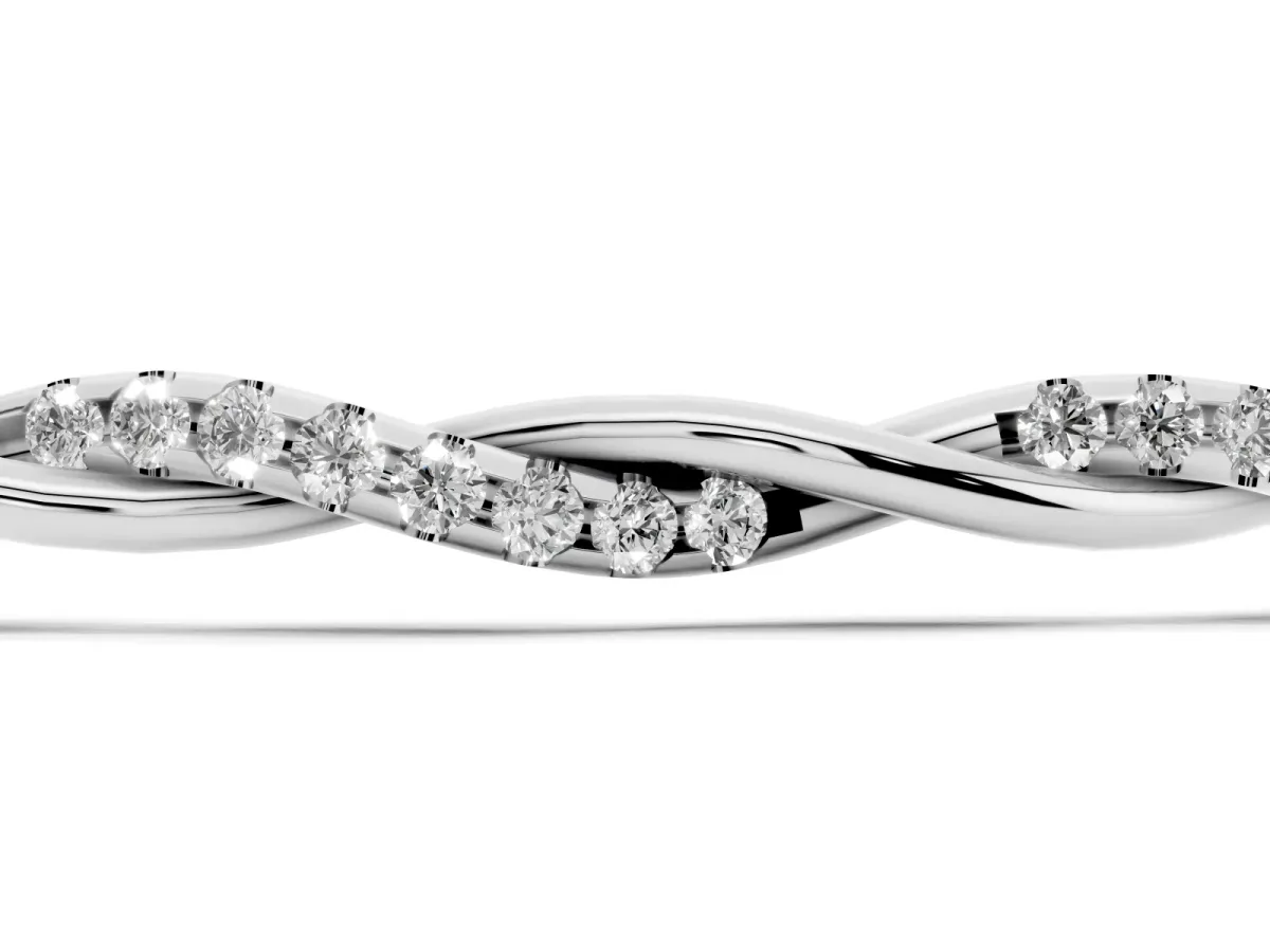 Twisted Diamond Round-Cut Cable Chain Bracelet with Bezel Setting Silver