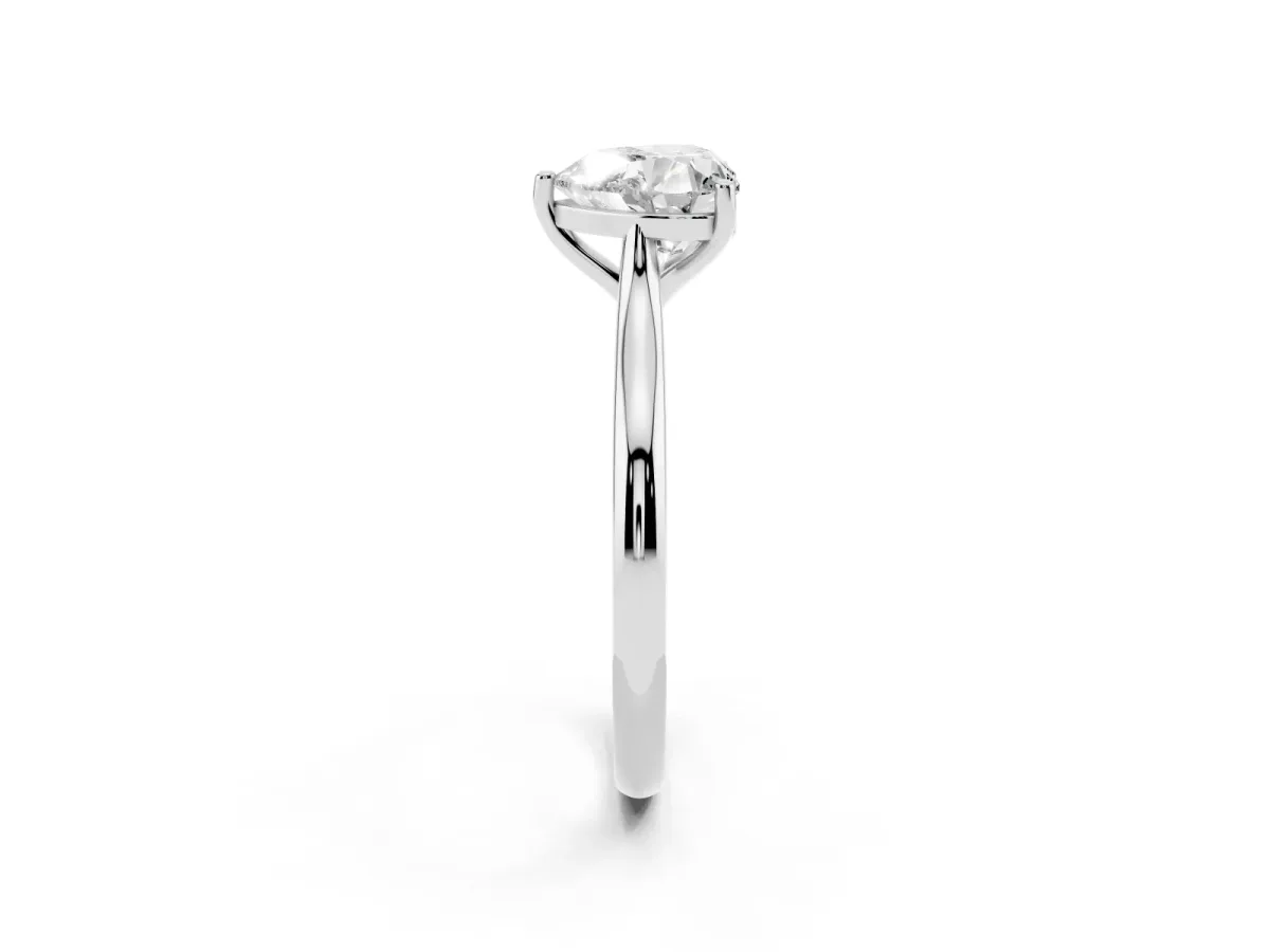 Heart Cut Cut Solitaire Ring with Cathedral Band and Four-Prong Setting Platinum