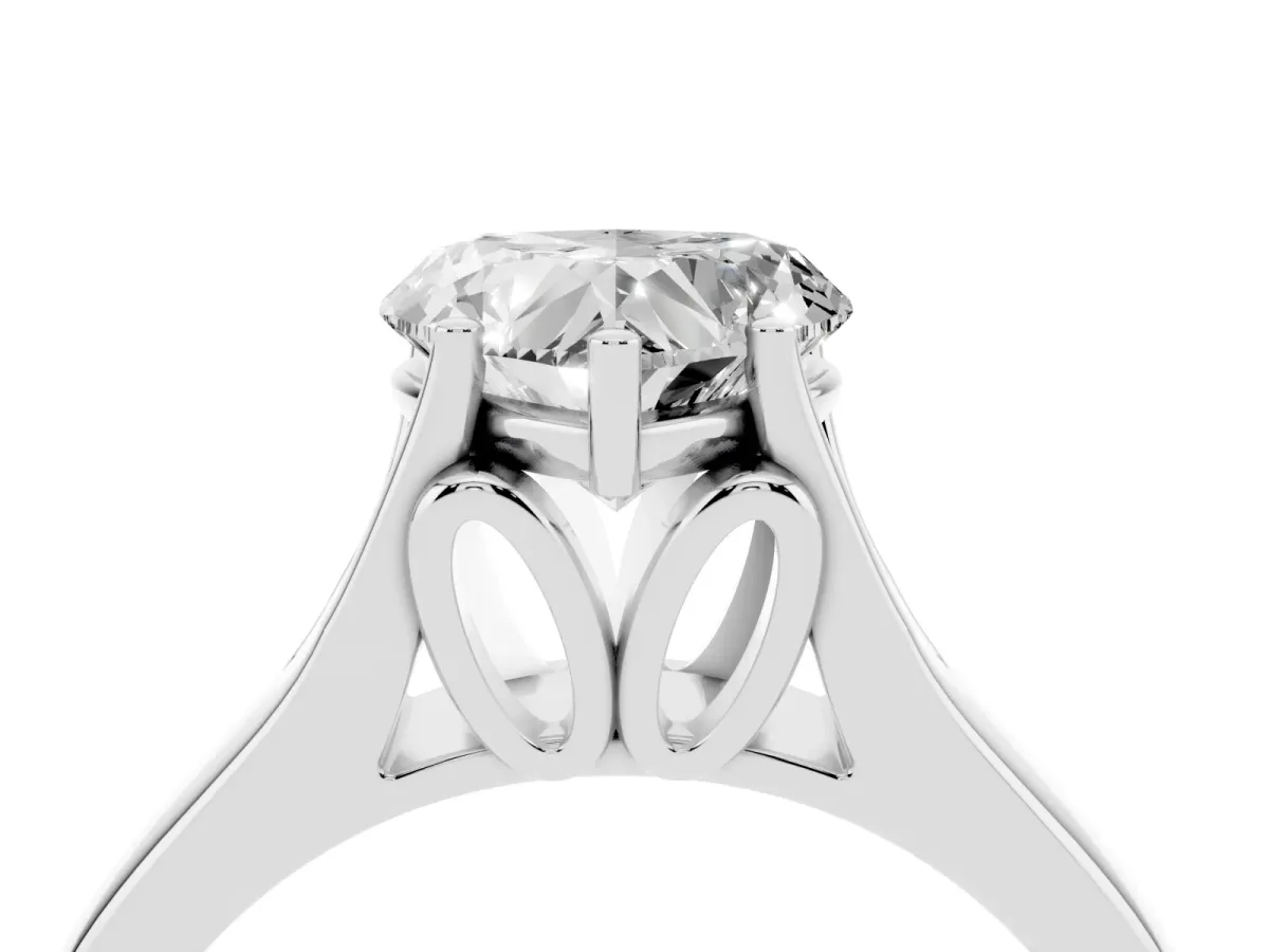Heart Cut Solitaire Diamond Ring with Cathedral Band and Four-Prong Setting Silver