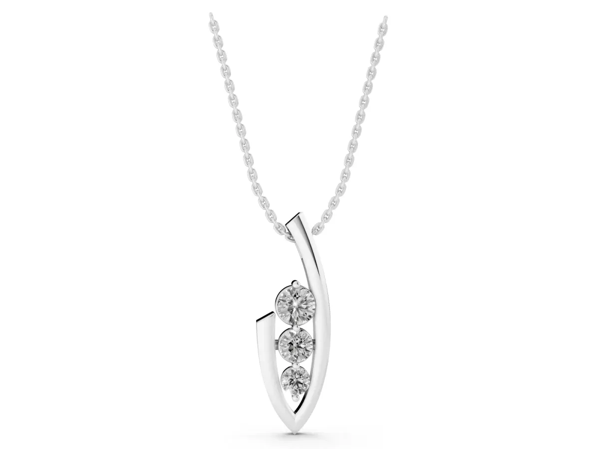 Three-Stone Round Prong-Set Pendant Silver
