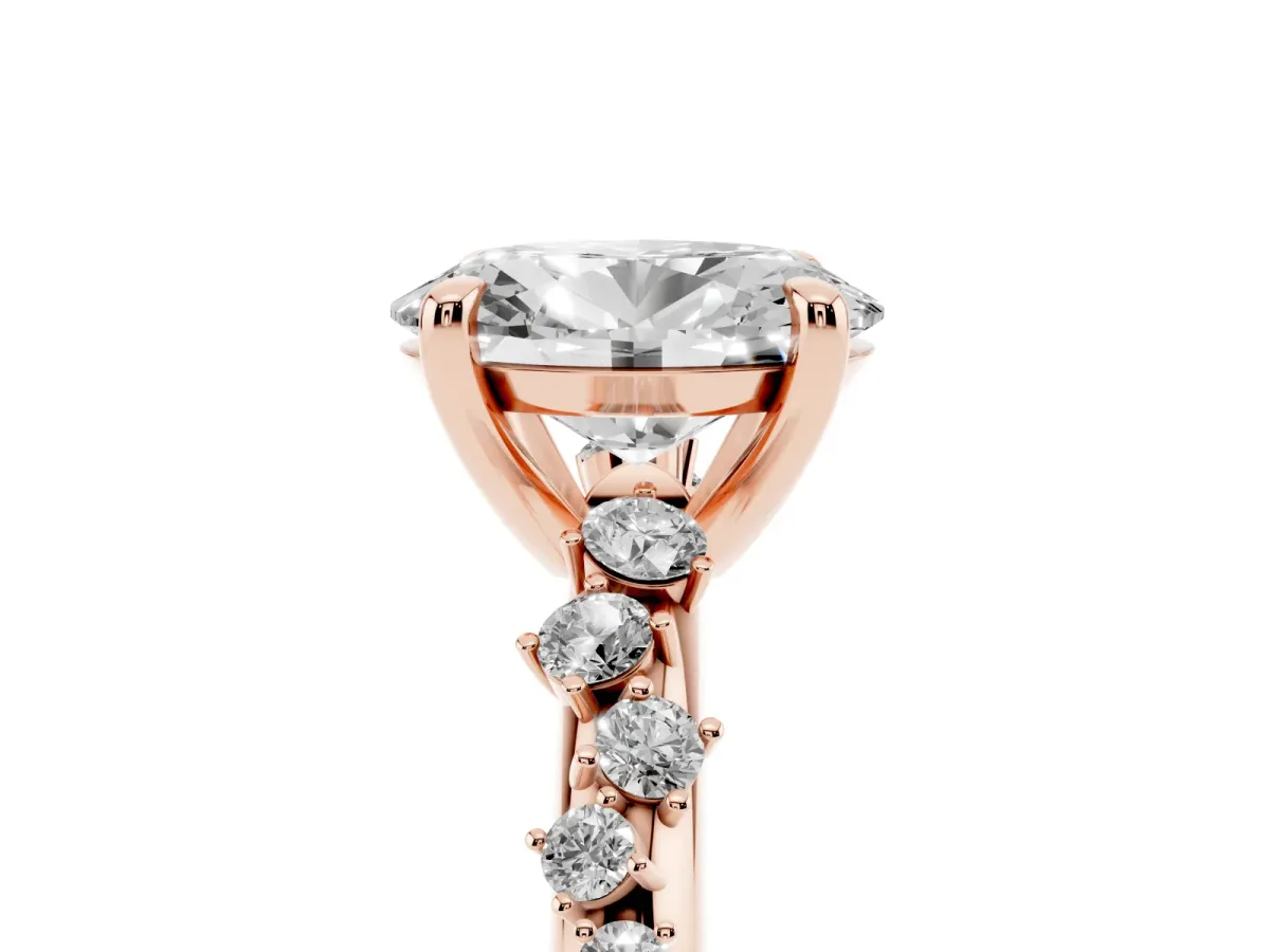 Oval Cut Cut Diamond Vine Band with Four-Prong Setting Rose gold