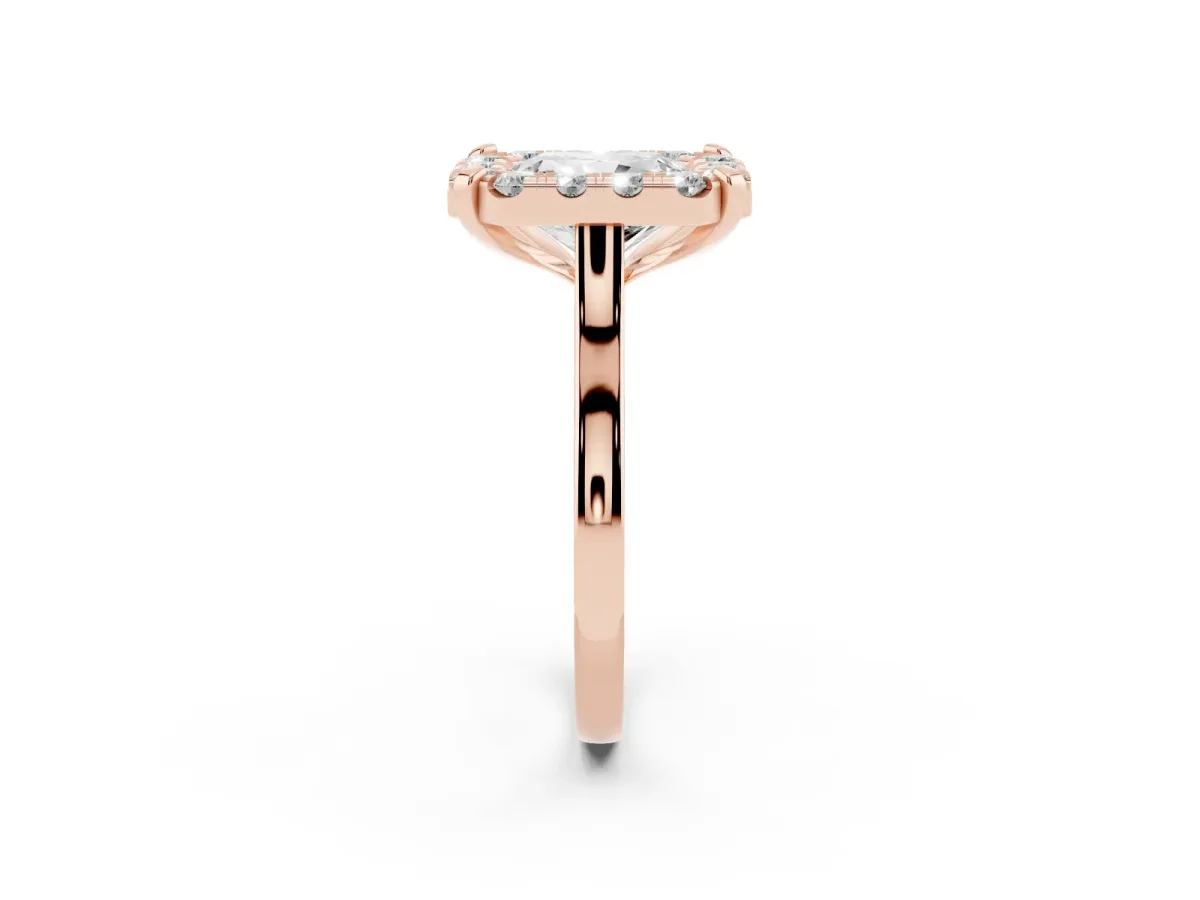 Radiant Cut Diamond Cluster Halo Solitaire with Four-Prong Setting Rose gold