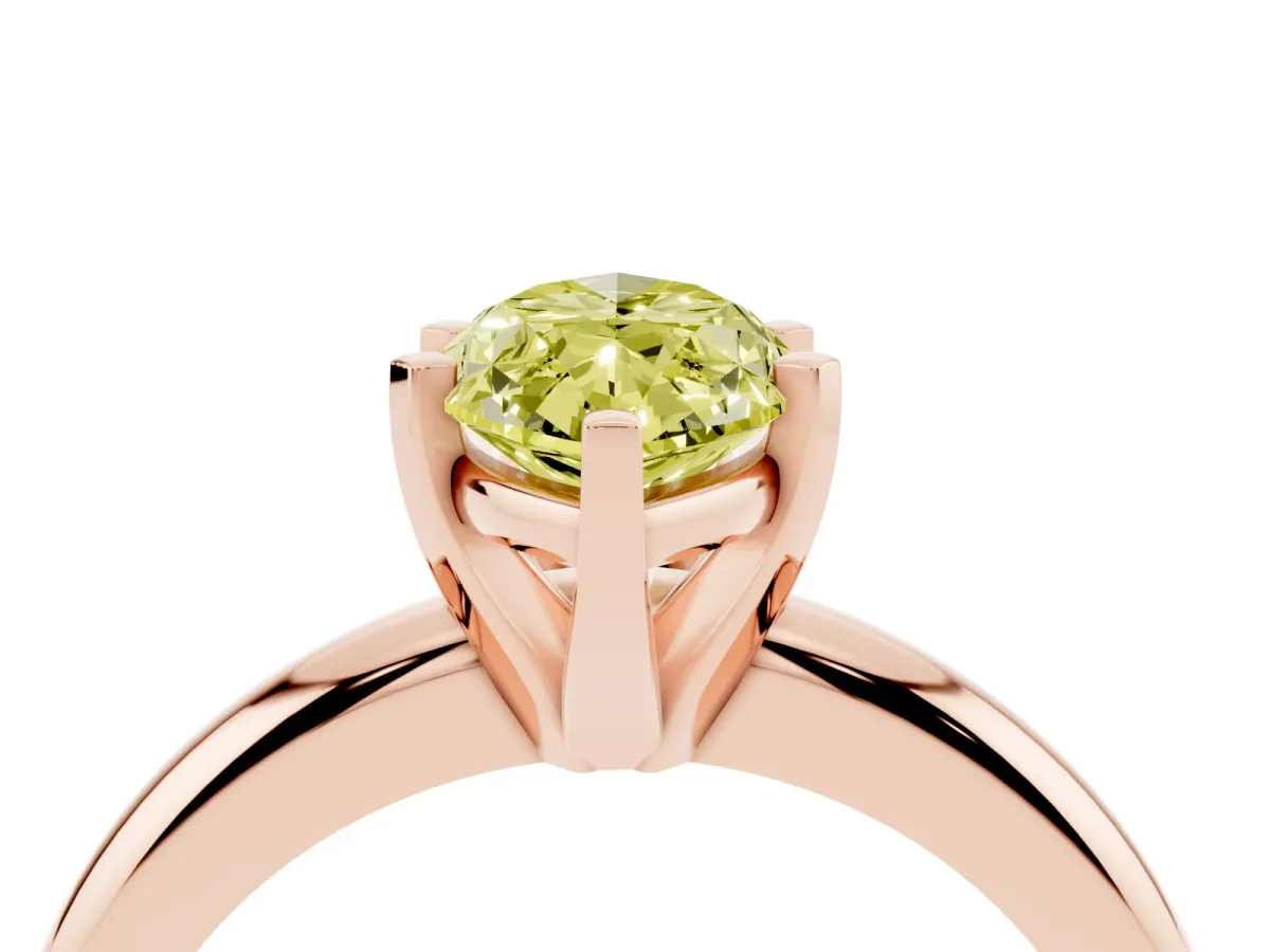 Fancy Yellow Marquise Cut Diamond Solitaire Engagement Ring with Round Band and Four-Prong Setting Rose gold
