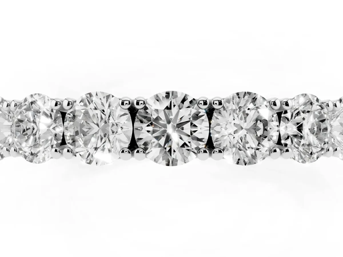 Round Diamond Eternity Band with Pavé Setting and Shared Prong Platinum