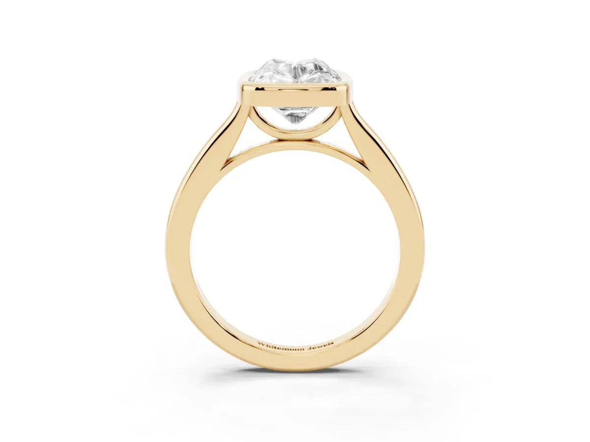 Old Mine Elongated Cushion Diamond Bezel Set Ring Yellow gold