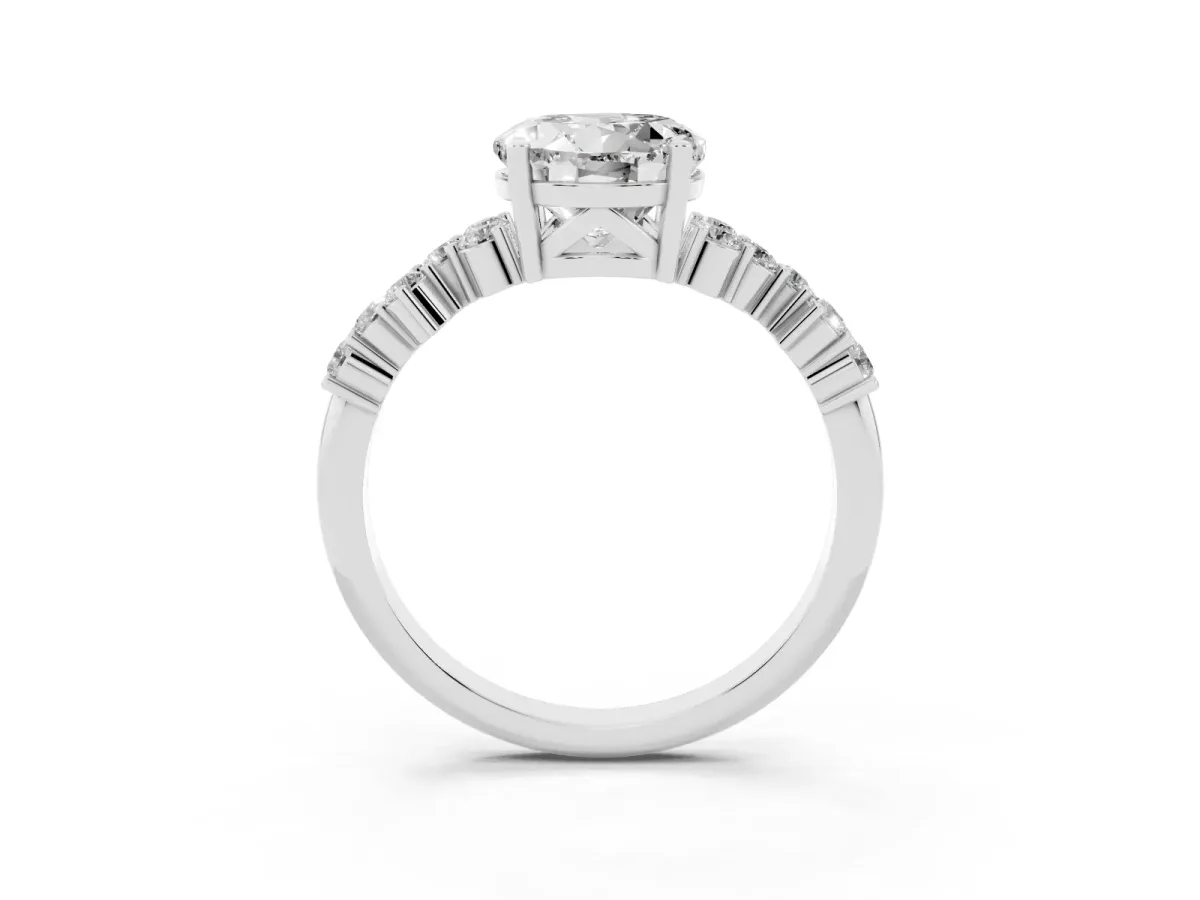 Round Cut Diamond Scattered Round Accent Ring with Prong Setting White gold