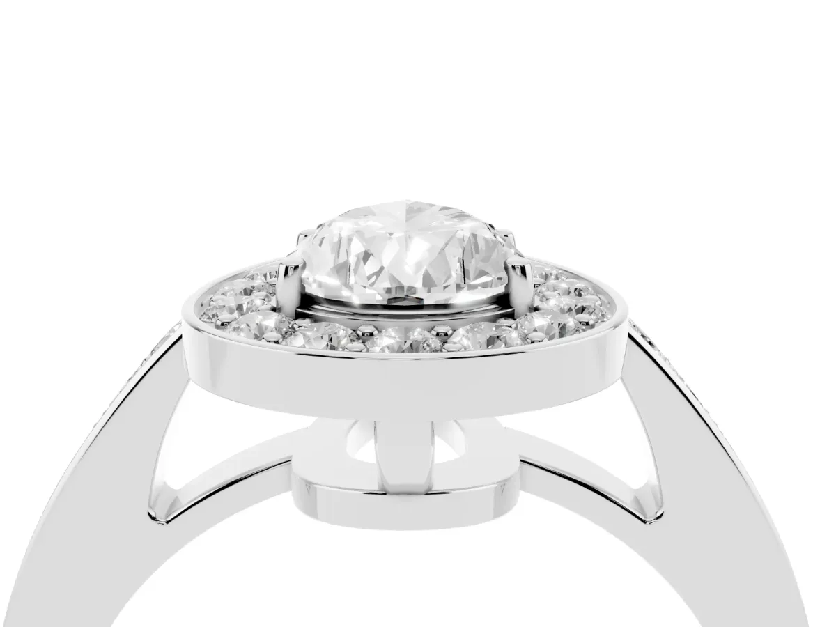 Pear Cut Halo Pavé Diamond Engagement Ring with Bezel Setting Platinum