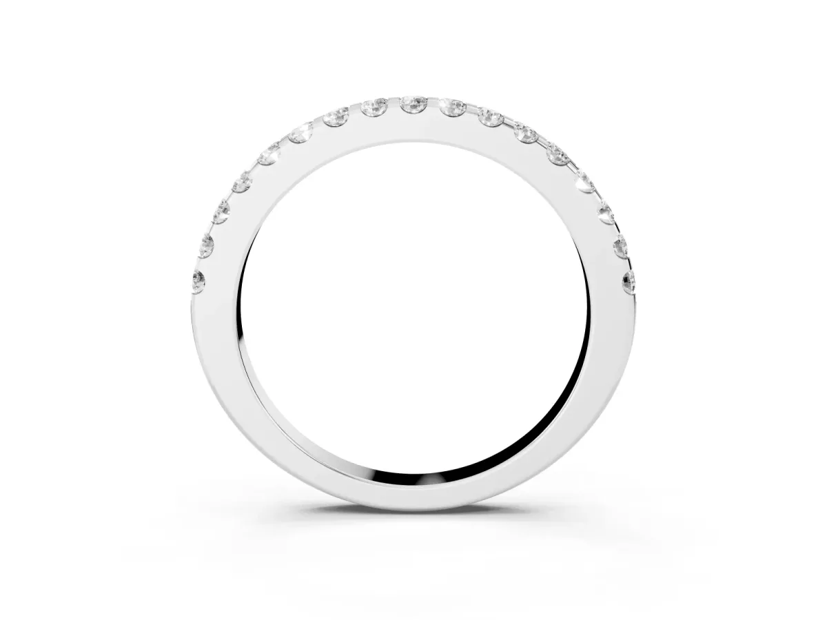 Round Diamond Pavé Eternity Band with Micro Prong Setting Silver