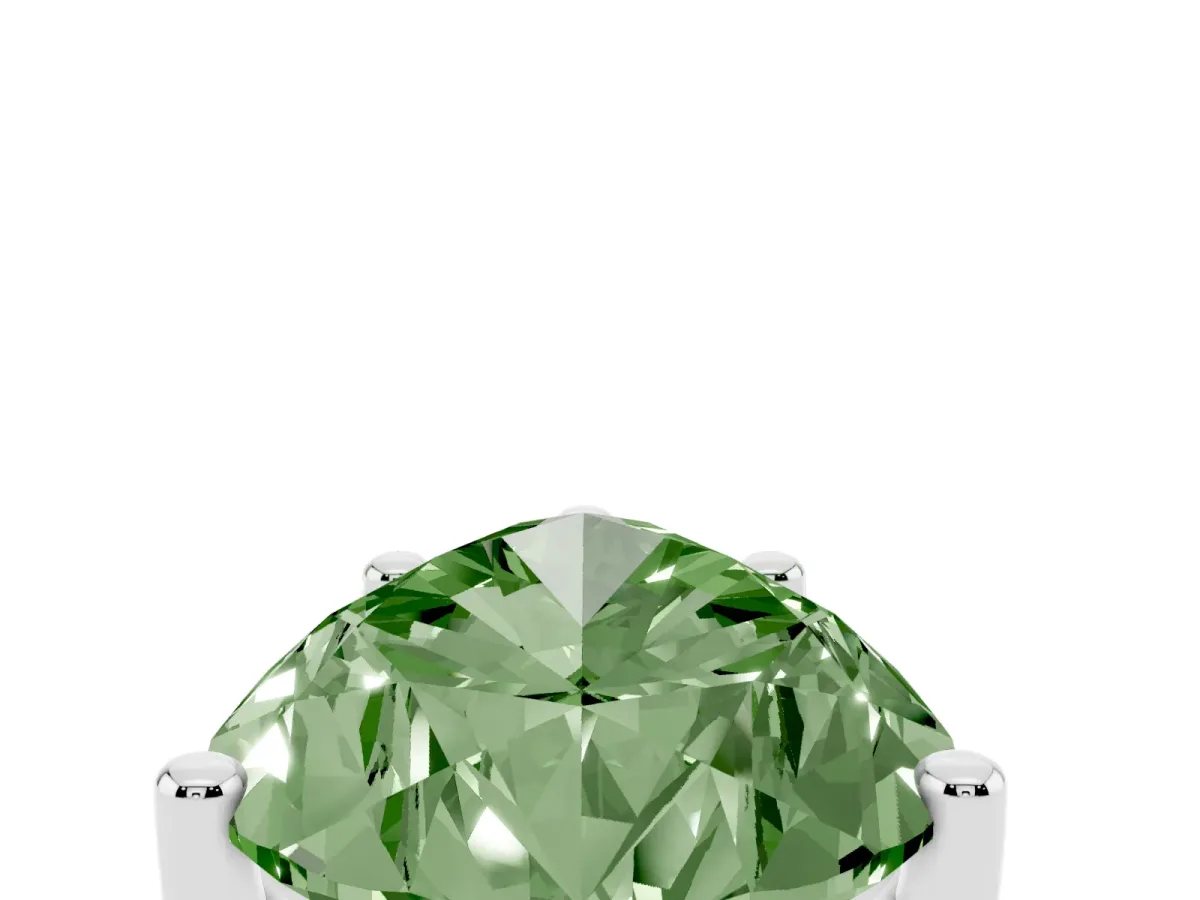 Fancy Green Pear Cut Cut Diamond Solitaire Engagement Ring with Tapered Plain Band and Four-Prong Setting Platinum