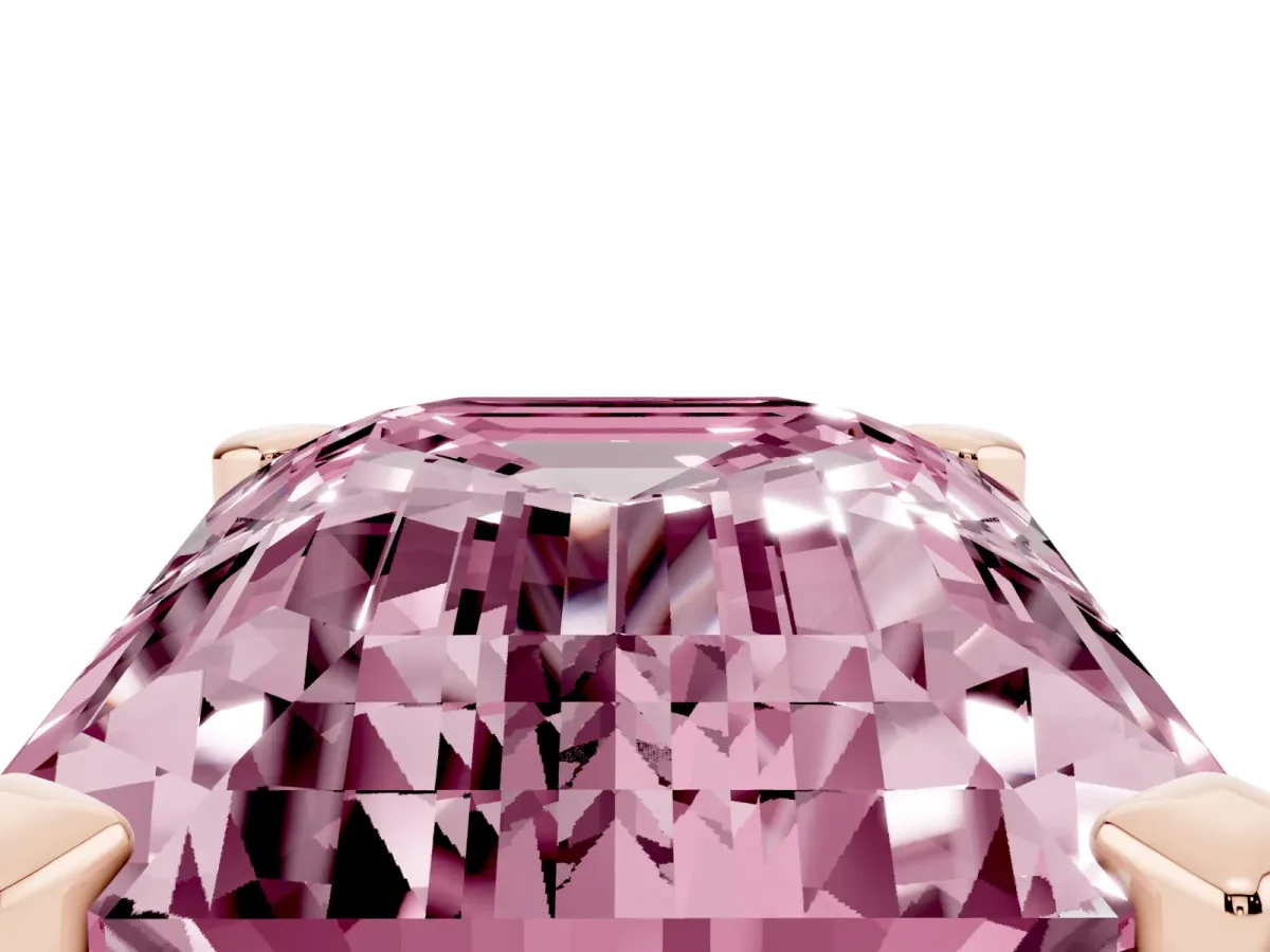 Fancy Pink Emerald Cut Diamond Solitaire Ring with Prong Setting and Classic Band Rose gold