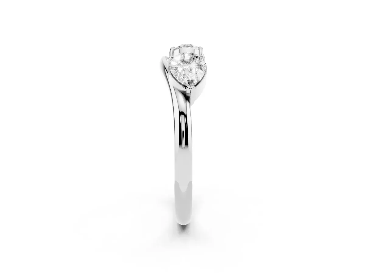 Two-Stone Pear Diamond Bypass Ring with Prong Setting Silver