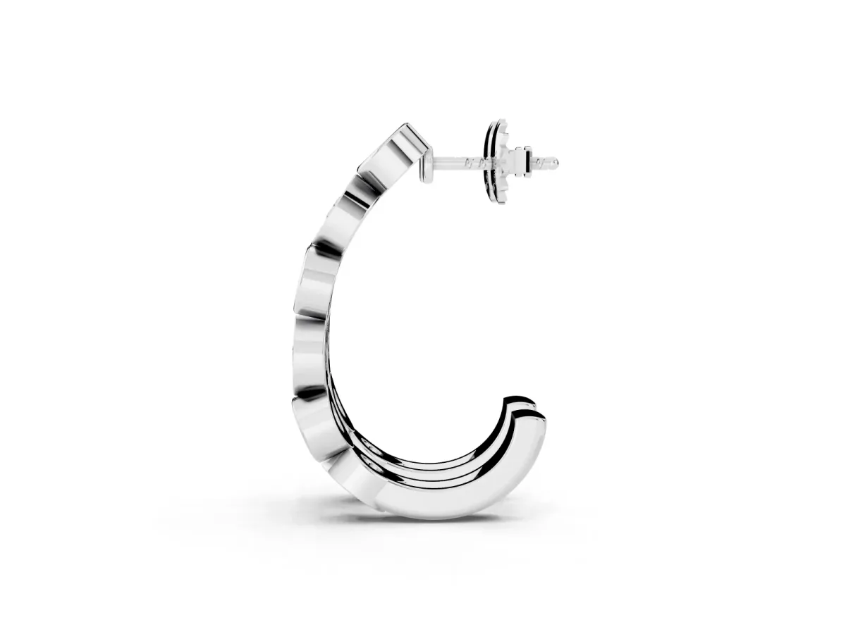 Bezel-Set Round and Marquise Diamond Hoop Earrings Silver
