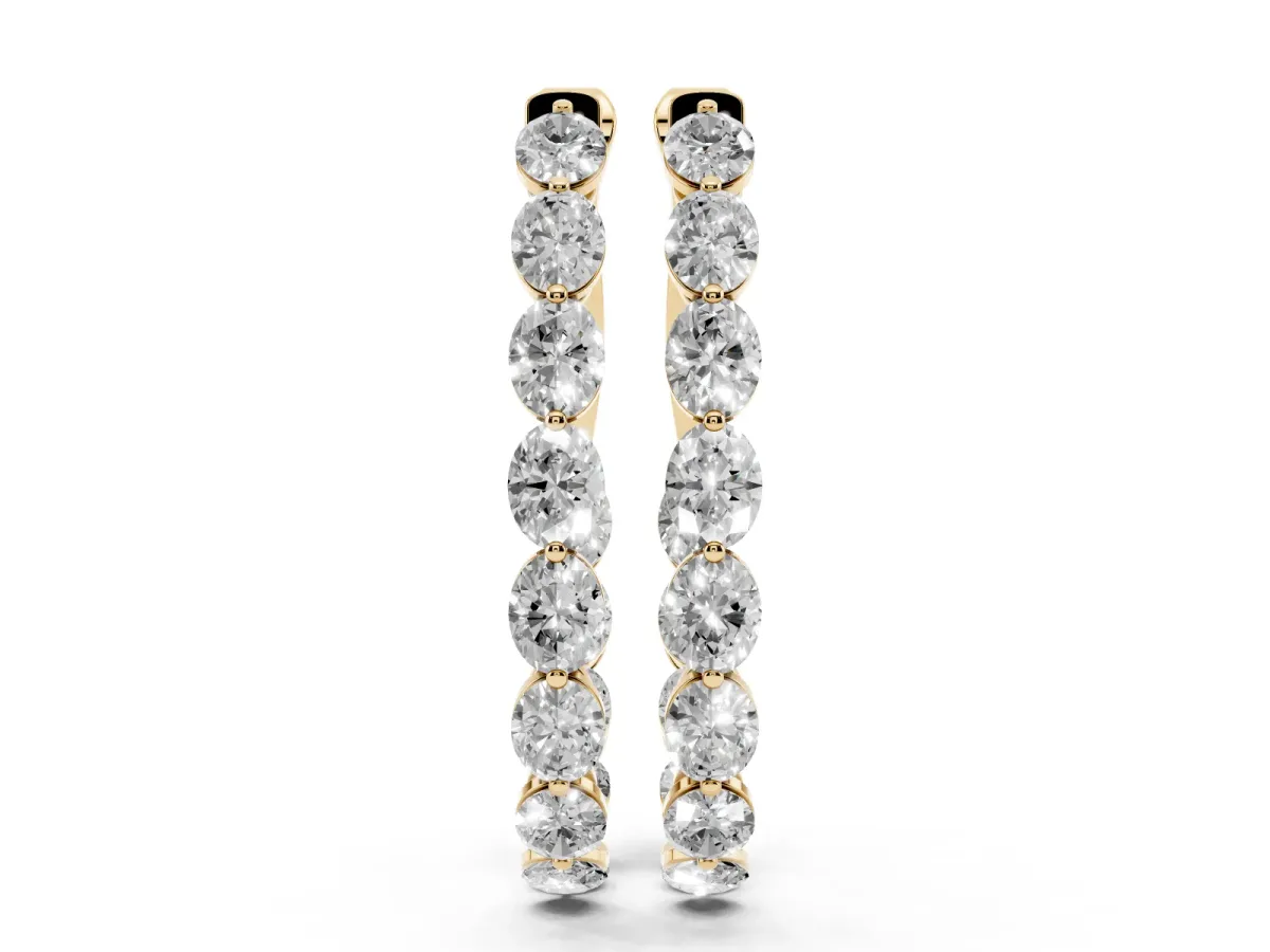 Oval Cut Diamond Inside-Out Hoop Earrings Yellow gold