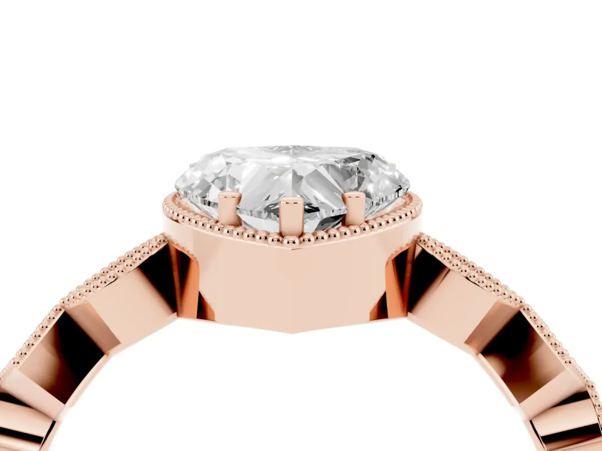 Heart Cut Milgrain Marquise Diamond Twist Band Ring Rose gold