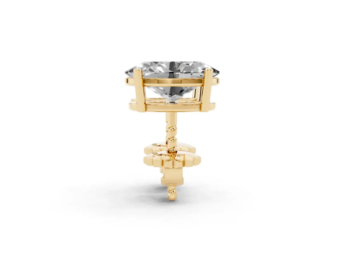 Oval Cut Diamond Stud Earrings Yellow gold